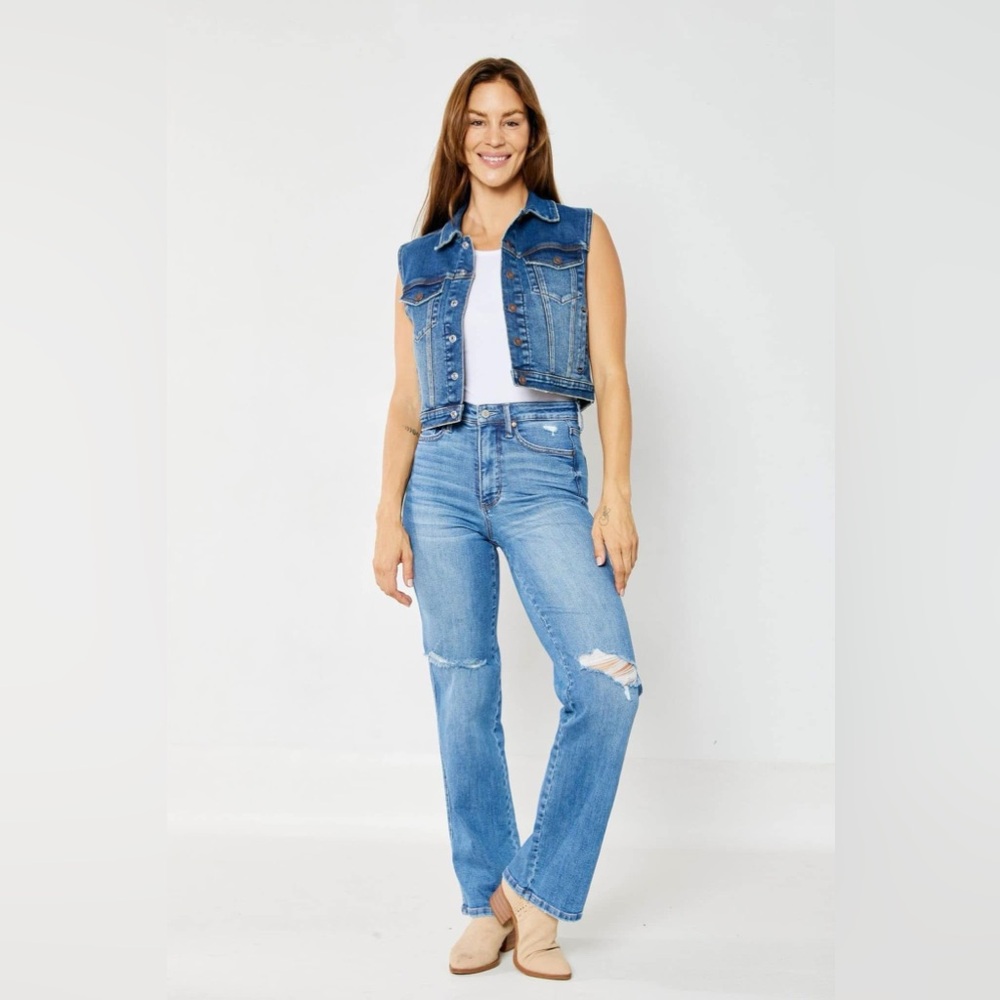 Judy Blue High Waist Tummy Control Knee Destroy Straight